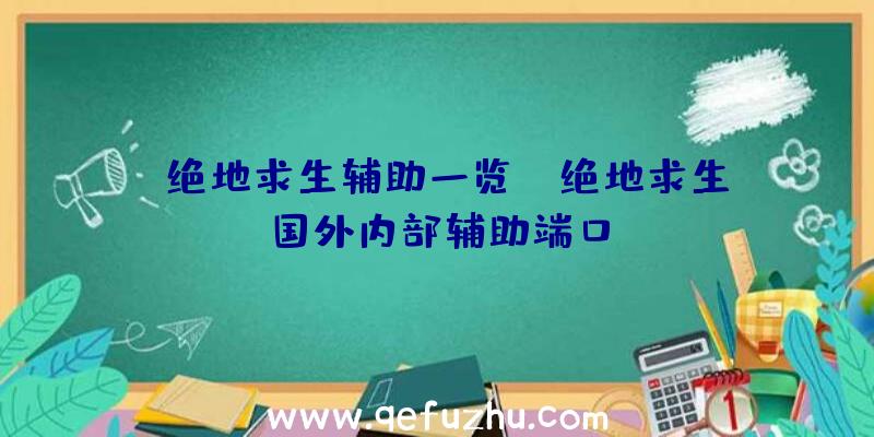 「绝地求生辅助一览」|绝地求生国外内部辅助端口